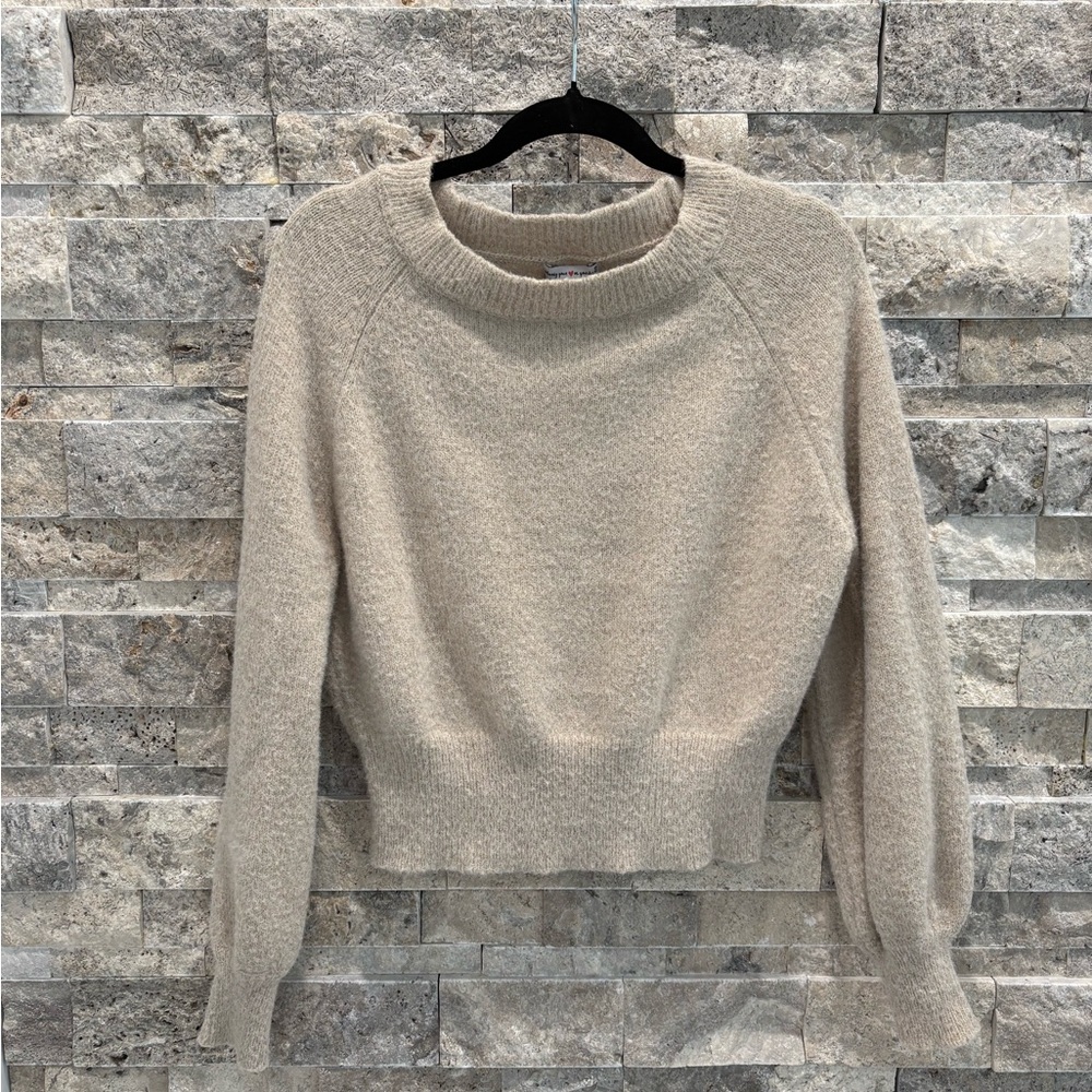 Cozy Beige Sweater Wearing Your Heart on Your Sleeve